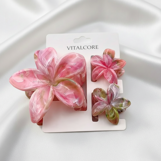3 Piece Flower Hair Clip Set