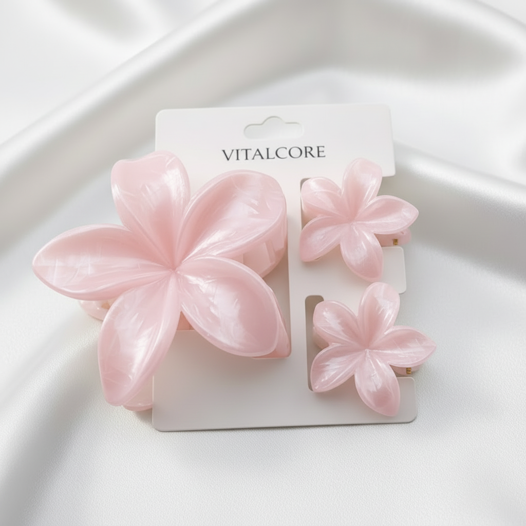 3 Piece Flower Hair Clip Set