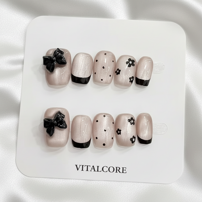 Press on Nails - Bow Flower Design