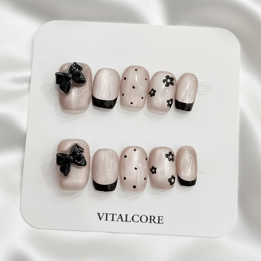 Press on Nails - Bow Flower Design